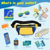 Learn2M Play Purse for Little Boys Ages 3-6, My First Wallet Toy with Waist Bag, Dinosaur Wallet, Sunglasses, Smartphone, Smartwatch, Car Keys, Life Cards and Fake Money