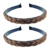 2 PCS Fashion Styling Hair Hoop Light Brown Plastic Wig braided Headbands With Teeth Hair Bands Non-slip Hair Band Accessories for Women Girls
