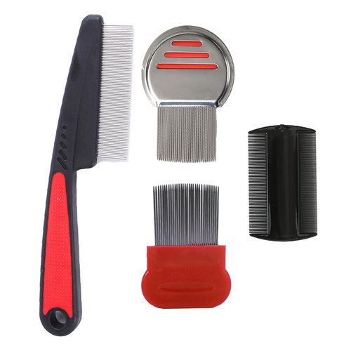 laoyuandamai Hair Comb, 5pack Dandruff Comb Stainless Steel Fine Tooth Comb Dandruff Removal Comb Multifunctional Hair Grooming Scalp Sweep Detoxing Comb for Women Men Kids and Adults, Red