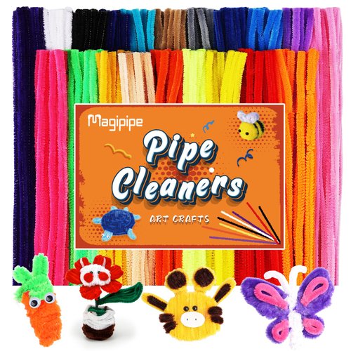 Magipipe 200PCS Christmas Pipe Cleaners Craft, 10 Colors Chenille Stems Multi-Color Craft Pipe Cleaners Bulk for DIY Christmas Art and Craft Projects, 12inch x 6mm