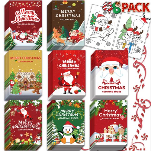 48 Pack Christmas Coloring Books for Kids Girls Boys, Xmas Holiday Party Favors Gifts Bulk Coloring Books, Xmas Stockings Goodie Bags Stuffer Filler Fun Holiday Party Supplies