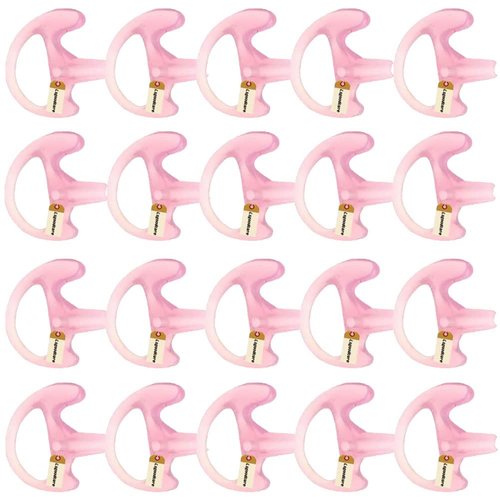 Lsgoodcare 20Pcs Replacement Earmold Earbud Right Ear Piece Compatible for Motorola Kenwood Midland Two Way Radio Acoustic Coil Tube Earpiece - Silicone Walkie Talkie Earmould Ear Buds Pink Small