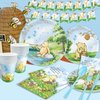 177pcs Blue Winnie Bear Baby Shower Pooh Party Supplies Decorations Oh Baby Plates and Napkins Tableware Set for Boys Girls Newborn Kids Cups Tablecloth Banner Birthday Decorations for 25 Guests