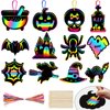 Halloween Scratch Crafts for Kids - 48PCS Halloween Magic Rainbow Scratch Paper for Halloween Party Favors - Kids Halloween Party Games Toys Gifts