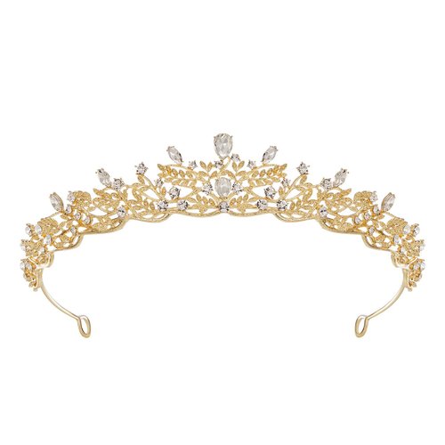 SWEETV Gold Tiara Crown for Women,Princess Tiaras for Girls,Crystal Retro Hair Accessories for Wedding Birthday Prom Pageant Quinceanera