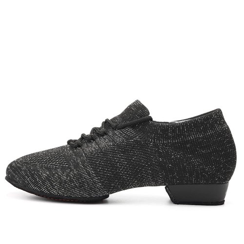 YKXLM Women Standard Practice Social Dance Sneaker Beginner Dance Practice Shoes for Women Low Heel Ballroom,Black,1" Heel,7 US