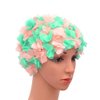 Medifier Lace Vintage Swim Cap Floral Petal Retro Style Bathing Caps for Women Rose Pink and Green