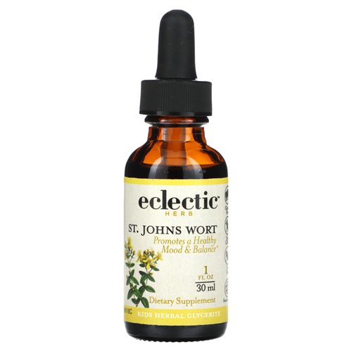 Eclectic Institute Kids Herbs - St. John's Wort, Black Cherry Flavor | Herbal Health Supplement, Promotes a Positive Mood | 1 fl oz (30 ml)