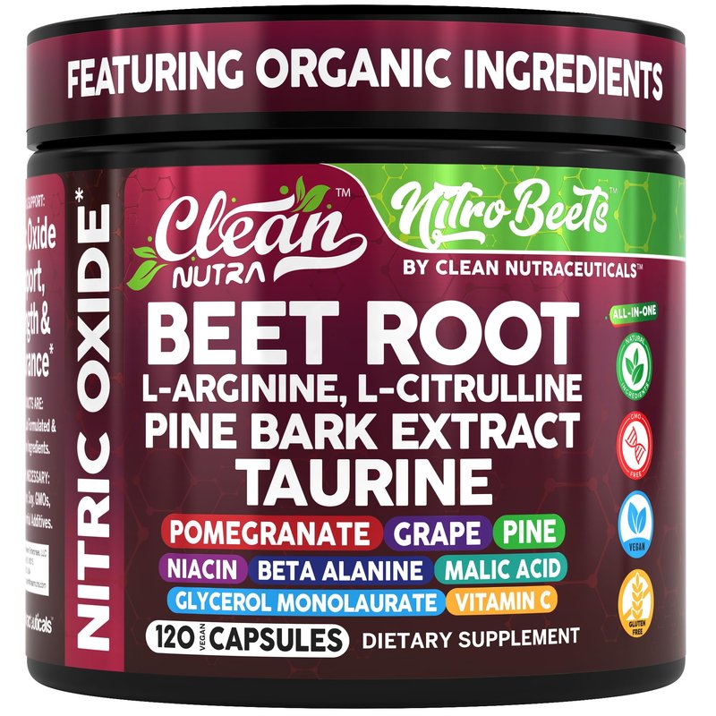 Clean Nutra Organic Beet Root Capsules L Arginine L Citrulline Pine Bark Nitric Oxide Beetroot Po...