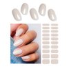 Wahrshei Semi Cured Gel Nail Strips | Beige 20pcs Semi Cured Gel Nails Sticker | Gel Nail Wraps UV for Home Nails DIY