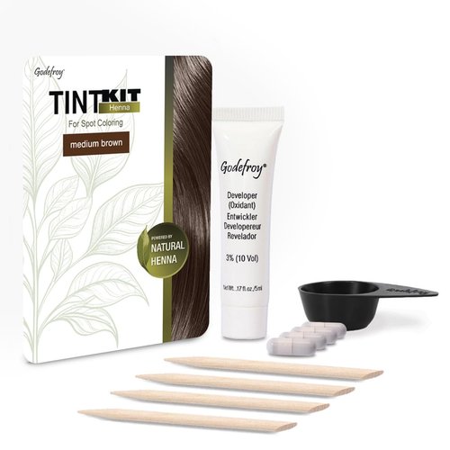 Godefroy Powered by Henna - Tint Kit 4 Applications | Medium Brown | Spot Hair Color Powered by N...