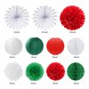 Red White Green Mexican Christmas Birthday Party-Decorations - 21pcs Happy Banner,Paper Lanterns Honeycomb,Tissue Pom Poms Flower Fan,Italian Kids Classroom Hanging Streamers Garland Decor Huglony