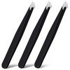 Honoson 3 Pieces Eyebrow Tweezers Stainless Steel Pointed Tip Pointed Hair Removal Tweezers Precision Tweezers Splinter Plucking and Ingrown Hair Removal for Facial Hair (Black)