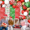 AIBIIN 140pcs Christmas Party Balloon Set, Merry Christmas Balloons with Christmas Xmas Table Skirts and Christmas Foil Fringe Tinsel Curtains for Winter Holiday Party Decorations
