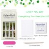 24Pcs Press on Nails Long Coffin Fake Nails Glossy Green False Nails with Rose Gold Foil Acrylic Nails Extra Long Full Cover Stick on Nails for Women