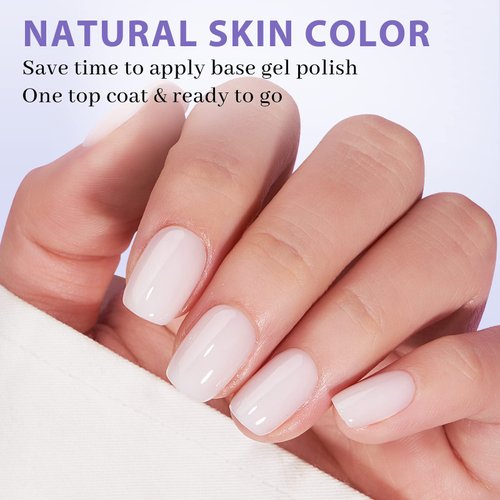 BTArtboxnails XS Short Square Gel Nail Tips - Pre Colored Milky White Soft Gel Nail Tips, Milky White Press on Nails, Natural XCOATTIPS Pre Applied Tip Primer