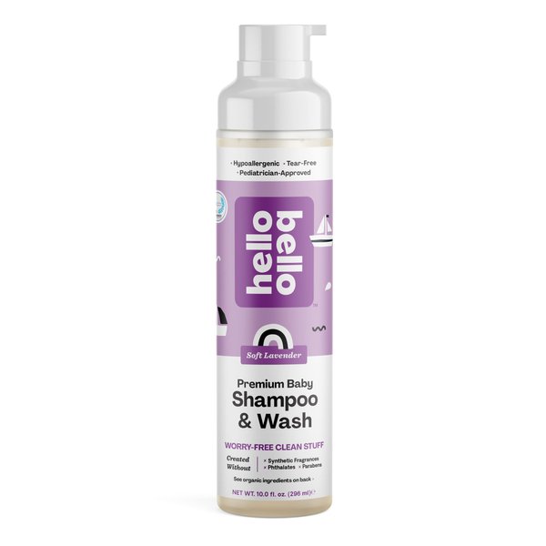 Hello Bello Shampoo & Body Wash - Gentle Hypoallergenic Tear-Free Formula for Babies and Kids - Vegan and Cruelty-Free - Soft Lavender Scented - 10 FL Oz