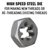 Drill America 1/2"-13 High Speed Steel Hex Die, DWT Series
