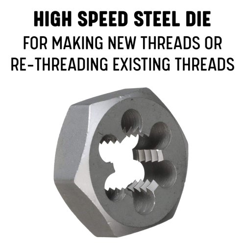 Drill America 1/2"-13 High Speed Steel Hex Die, DWT Series