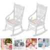 TOYANDONA 2 Pieces Doll House Wooden Chairs, 1:12 Christmas Dollhouse Model Chairs Mini Dollhouse Wooden Rocking Chairs for Dollhouse Accessories Furniture Decoration