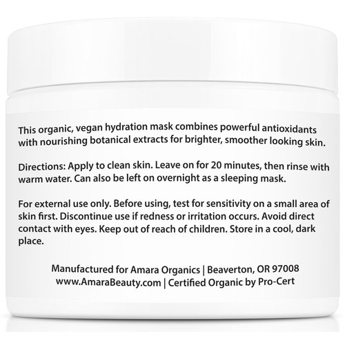 Vitamin C + Resveratrol Facial Hydration Mask - USDA Certified Organic Hydrating Moisturizer Face Cream- 1.7 oz