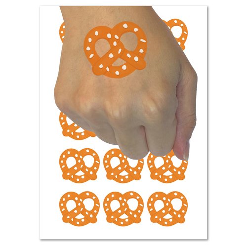 German Pretzel with Salt Temporary Tattoo Water Resistant Fake Body Art Set Collection - 54 1" Tattoos (1 Sheet)
