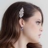 Iaceble Bohemia Rhinestone Hair Clips Barrette Crystal Leaf Hairclip Hairpin Gold Leaf Side Clips Barrette Shining Leave Head Clip Hairpin Bridal CZ Head Clip Hair Accessories for Women and Girls Headdress (Gold)