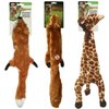 SPOT Skinneeez by Ethical Products - No Stuffing Dog Toy Giraffe, Fox & Squirrel Bundle - Flat Dog Toys - Tug Of War - Funny Squeaky Toys - Long Lasting Animal Pelts For Aggressive Chewers (Pack of 3)