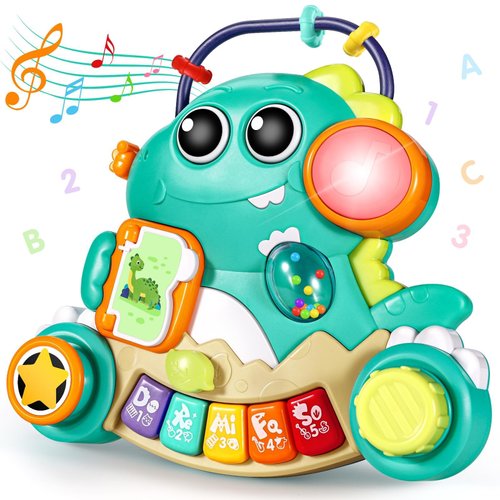 Baby Toys 6-12 Months, Baby Piano Infant Toys for 9-12 months, Dinosaur Musical Light Up Baby Toys for 6 9 12 18 Months, Early Learning Educational Toys for 1 Year Old Boys Girls Birthday Xmas Gifts