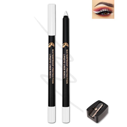 White Eyeliner for Waterline, Sharpenable Multi-Use Matte Gel Eyeliner Waterproof, Smudge-Proof Long Lasting Colored Eye Liner Pencil Makeup with Sharpener, Smooth Cream Brightener Dineador De Ojos-13