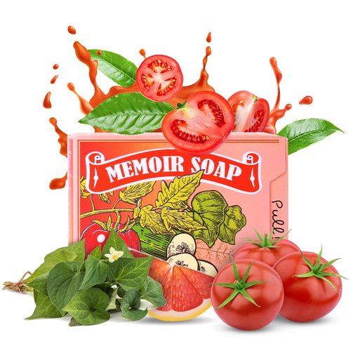 Memoir Natural Acne Treatment Soap for Sensitive Skin – Hyaluronic Acid, Tomato & Cucumber Extract, Tea Tree & Eucalyptus Oil | Gentle Body & Face Acne Cleanser, Blackhead Removal | 4.5oz | K-Beauty