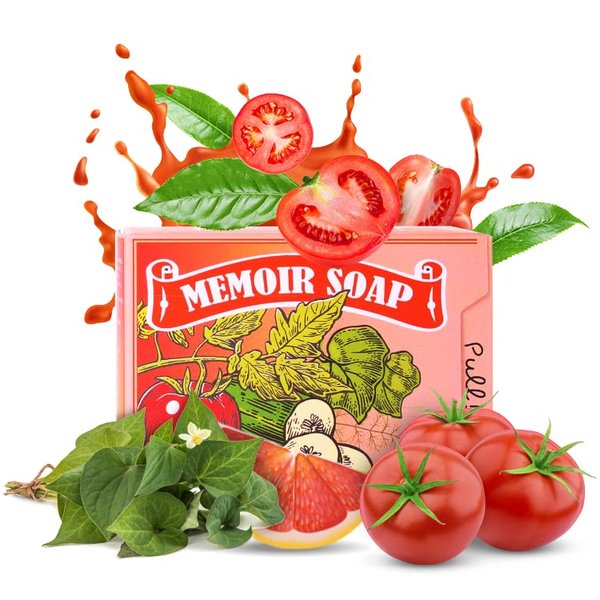 Memoir Natural Acne Treatment Soap for Sensitive Skin – Hyaluronic Acid, Tomato & Cucumber Extract, Tea Tree & Eucalyptus Oil | Gentle Body & Face Acne Cleanser, Blackhead Removal | 4.5oz | K-Beauty