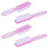 Yebeauty Nail Brush Fingernail Cleaner, 4 Pack Hand Scrub Cleaning Brush Plastic Hand Finger Toes Scrubbing Brush, Pedicure Nail Scrubber,Clear Pink
