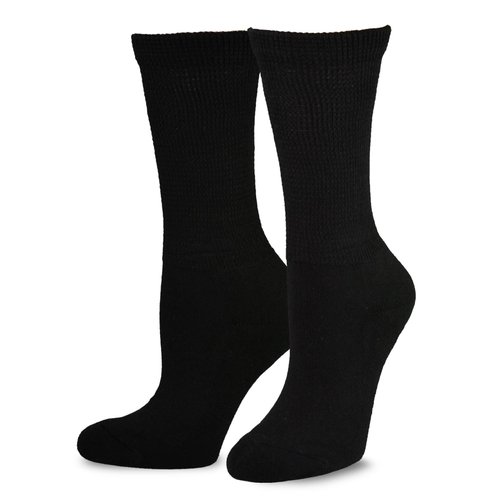 Relaxed Lose Binding Top Viscose Bamboo Diabetic Socks Crew 3-Pairs (9-11, Black)