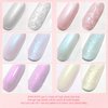 RARJSM Pearl Gel Nail Polish Set 6 Colors Pearlescent Shell Glitter White Gold Pink Green Purple Shimmer Mermaid Nail Polish Soak Off LED UV Curing Requires Swirl Thread Effect DIY Manicure Use