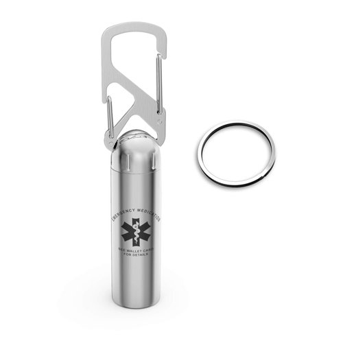 Divoti Precision CNC Machined Stainless Steel Emergency Pill Holder Keychain - Medium/Caduceus