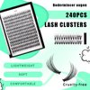 Bodermincer Black Cluster Lashes 240pcs 20D/40D DIY Eyelash Extension D Curl Long Individual Lashes Mixed Tray Faux Mink Lash Clusters Extensions 8-22mm (20D-13mm)