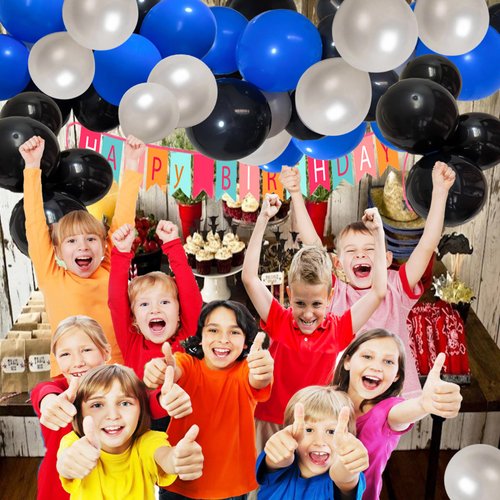 Blue and Black Balloons, Black Silver and Blue Balloon, 135PCS Dark Blue and Black Latex Balloons Wreath Set for Birthday Decoration Wedding Graduation Party Holiday Party Decoration Baby Shower