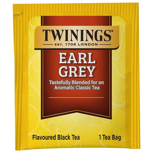 Twinings Earl Grey Black Tea, 100 Individually Wrapped Tea Bags, Flavoured With Citrus and Bergamot, Caffeinated