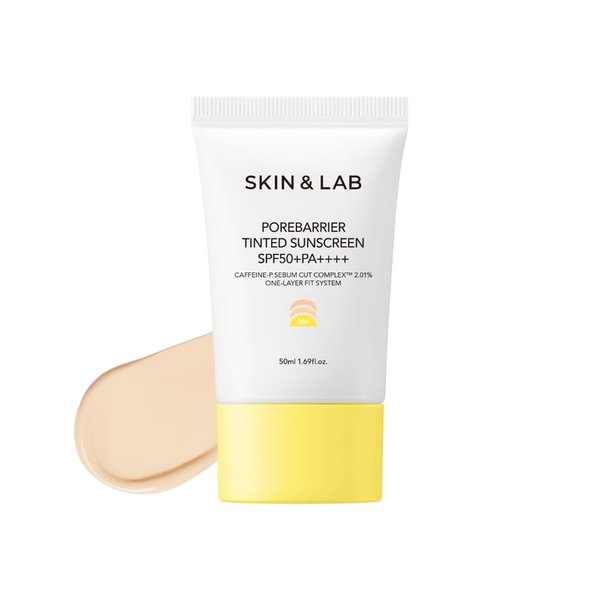 [SKIN&LAB] Porebarrier Tinted Moisturizer with SPF 50 in Beige Colour, Base Makeup, Tone up, Natural Coverage, Lightweight Moisturizer for All Skin Type, 1.69 Fl. Oz.