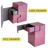 Dmoicols Deck Card Box with Dice Tray Holds 170+ Sleeveless Cards Laser PU Leather Material Trading Cards Game Storage Case Compatible with TCG/MTG/CCG/YuGiOh/Magic(Sparkly Rose Red Point)