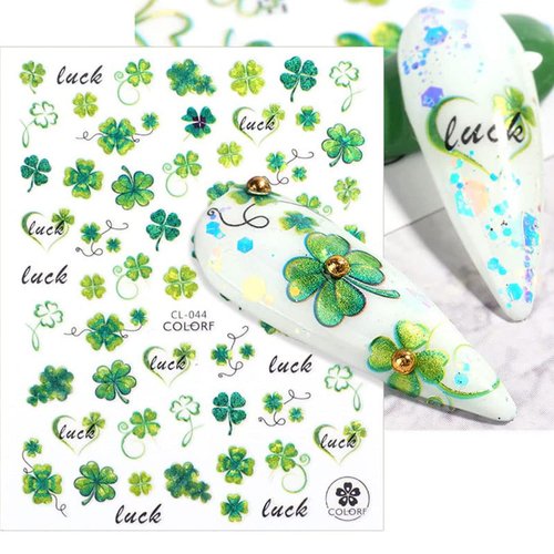 AIDVPOD St. Patrick’s Day Nail Art Stickers Green Shamrock Nail Stickers 3D Self-Adhesive Shamrock Clover Nail Decal Nail Art Supplies Decoratioon Luck of The Irish Nail Design for Women