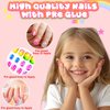 144 Pieces 6 Pack Kids Press on Nails Artificial Fake Nails for Kids Girls Pre Glue Full Cover Short Acrylic False Nail Tips Art Kits Gifts for Kids Girls Nail Art Decoration (Dreamy Pattern)