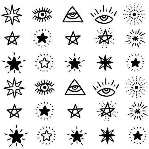 Oottati 2 Sheets Small Tiny Temporary Tattoo Stickers Finger Star Eye
