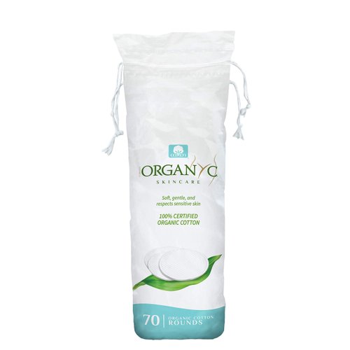 Organyc 100% Certified Organic Cotton Makeup Pads – Natural Unbleached Makeup Remover Rounds (70 Count)