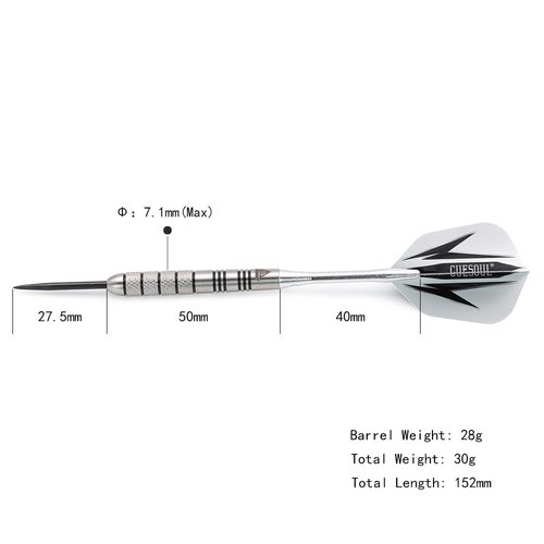 CUESOUL 28 Grams Tungsten Steel Tip Darts Set 95% Tungsten with Luxury Case