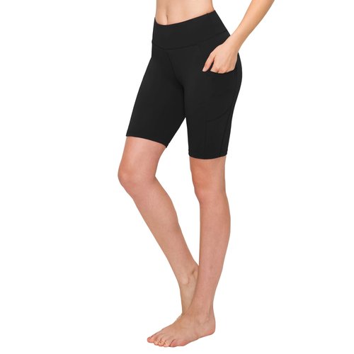 ALWAYS Women Bike Shorts with Pockets - Yoga Legging Pants Black 2XL