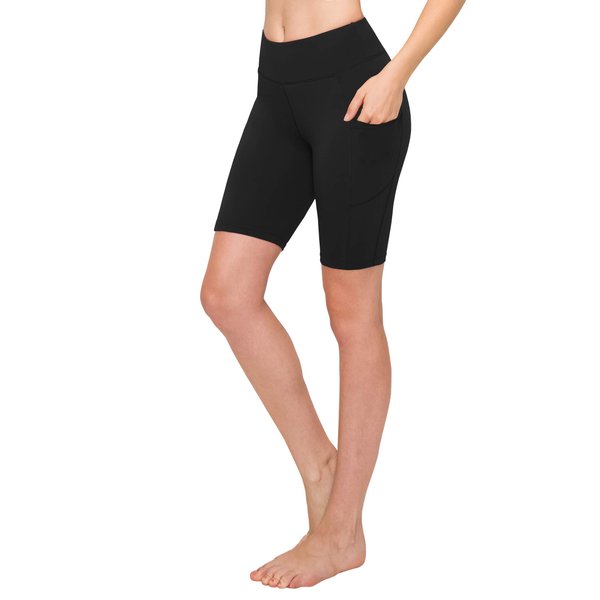 ALWAYS Women Bike Shorts with Pockets - Yoga Legging Pants Black 2XL