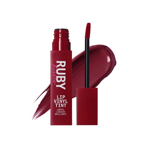 Ruby Kisses Lip Vinyl Tint - High-Pigment, Transfer-Proof, Smudge-Proof Liquid Lipstick, Soft-Satin Shine, Lightweight Makeup, Long-Lasting Lip-gloss, Full Coverage Color (REBEL, 2.8mL)