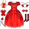 Ladybug Costume Lady Bug Costumes for Girls Halloween Costumes for Kids Toddler Costume Ladybug Dress Ladybird Dress Up for Birthday Christmas 5-6 Years